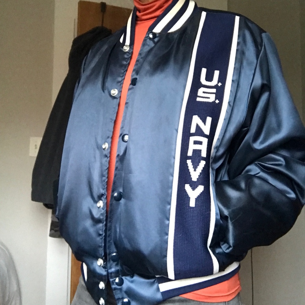 Vintage U.S. NAVY Bomber Jacket by Swingster World of Wearables 100% Nylon